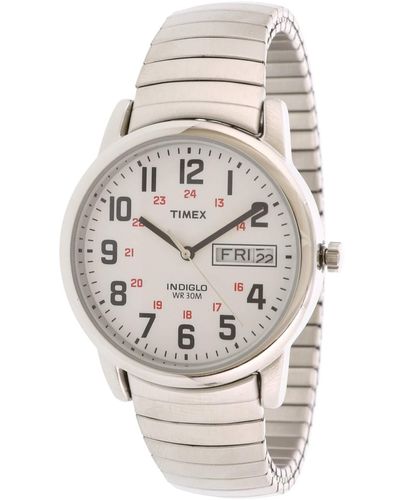 Timex Tone Case White Dial With Extra-long Silver-tone Expansion - Gray