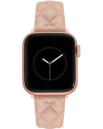 Anne Klein Quilt Patterned Leather Band For Apple Watch Secure - Black