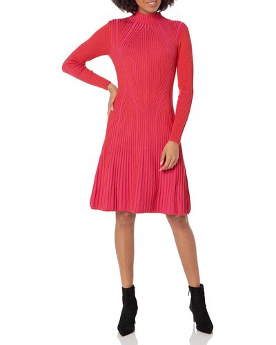 French Connection Mari Rib Above The Knee Dress - Red