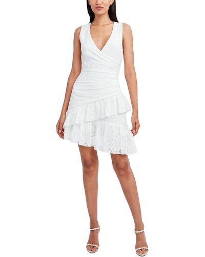 BCBGMAXAZRIA Fit And Flare Ruffle Hem Mini Dress - White