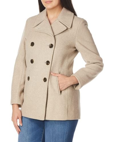 Calvin Klein Double Breasted Peacoat Pea Coat,omt - Natural