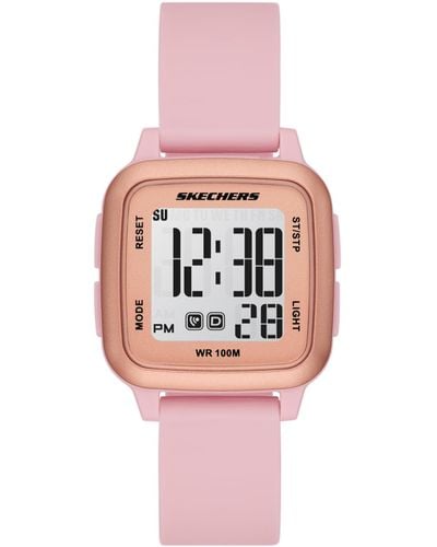 Skechers Holmby Digital Blush Silicone Watch - Pink