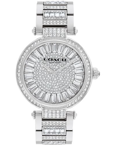 COACH 2h Quartz Bracelet Watch With Crystals On The Dial - Water Resistant 3 Atm/30 Meters - Gift For Her - Timeless - Metallic