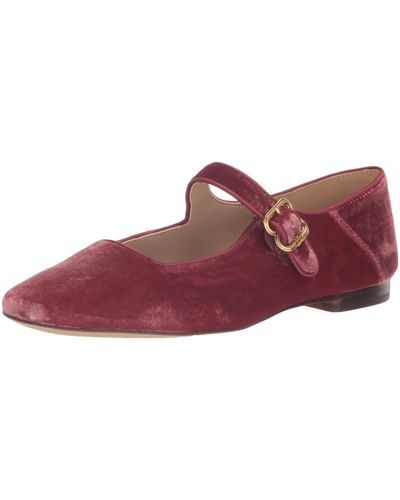 Sam Edelman Michaela Velvet Mary Jane Flats - Red