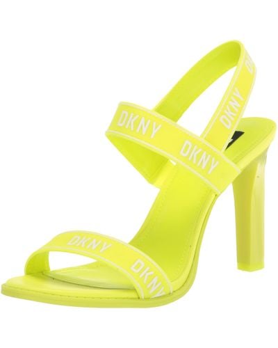 DKNY Open Toe Logo Fashion Pump Heel Heeled Sandal - Yellow