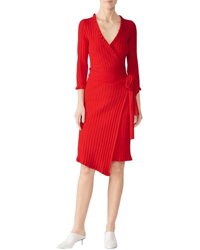 MILLY Rent The Runway Pre-loved Ruffle-edge Wrap Dress - Red