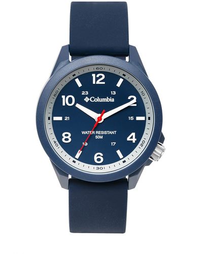 Columbia Crestview Black 3-hand Date Polycarbonate Case Black Silicone Watch Css10-116 - Blue