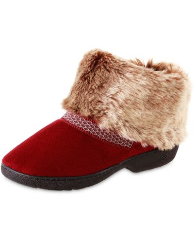 Isotoner Recycled Microsuede Mallory Boot Slipper - Red