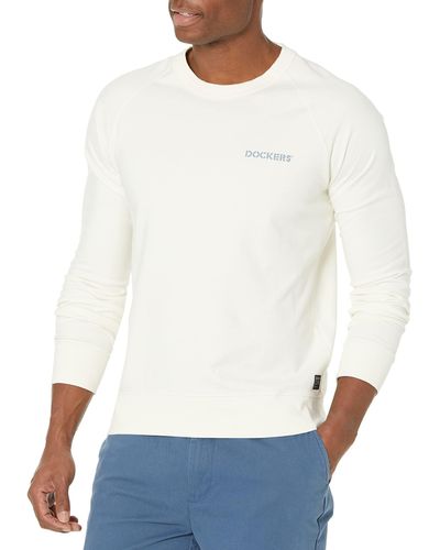 Dockers Regular Fit Long Sleeve Crewneck Sweatshirt - White
