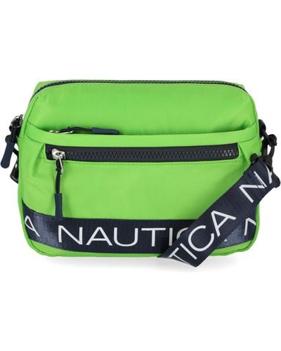 Nautica Nylon Bean Crossbody/belt Bag With Adjustable Shoulder Strap - Green