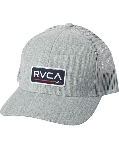 RVCA Mens Adjustable Snapback Curved Brim Trucker Hat - Gray