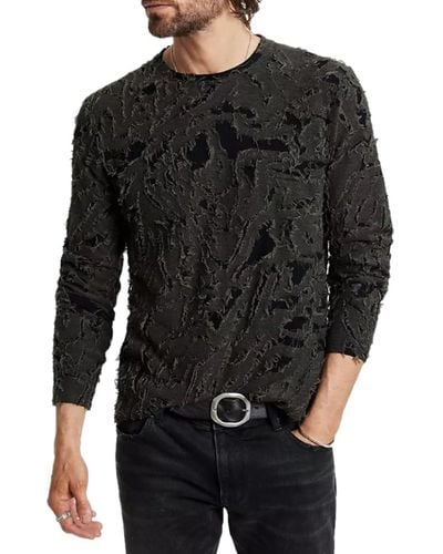 John Varvatos Cyrus Distressed Long Sleeve T-shirt - Black
