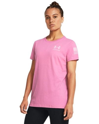 Under Armour S New Freedom Banner T-shirt, - Pink