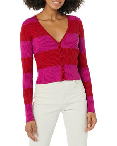 Rebecca Taylor Rib Merino Cropped Cardigan - Red