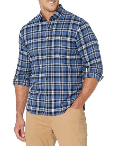 Amazon Essentials Slim-fit Long-sleeved Plaid Flannel Shirt - Blue