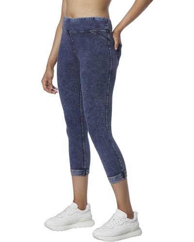 Andrew Marc Faux Denim Cropped Legging - Blue