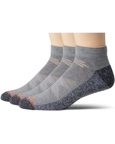 Merrell Adult's Lightweight Work Socks-3 Pair Pack- Repreve With Durable Reinforcement - Gray