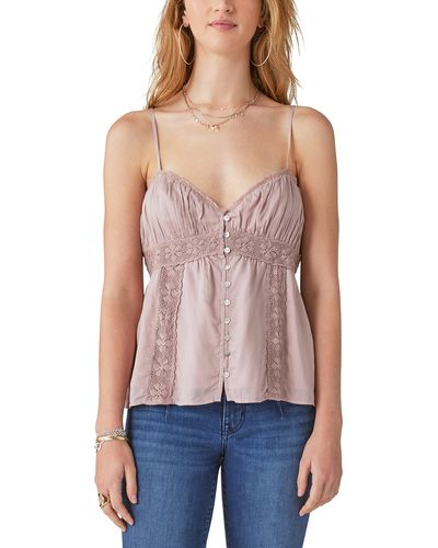 Lucky Brand Lace Button Front Cami - Red