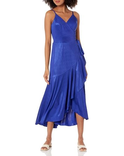 Dress the Population Salome Satin Jersey Maxi Dress - Blue