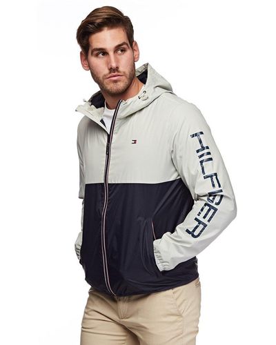 Tommy Hilfiger Lightweight Active Water Resistant Hooded Rain Jacket - White