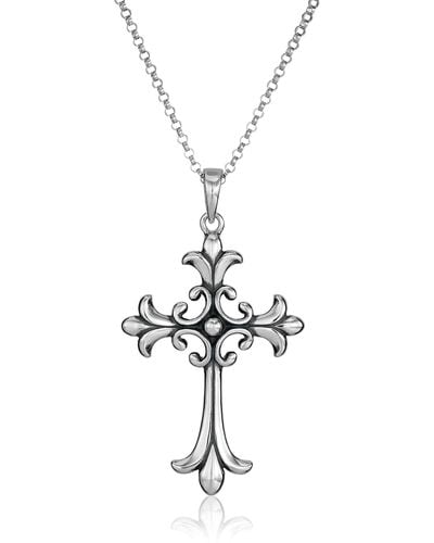 Amazon Essentials Womens Sterling Silver Oxidized Celtic Cross Pendant Necklace - Black