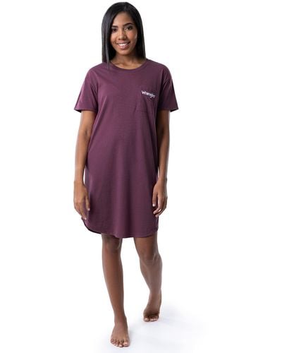 Wrangler Short Sleeve Crewneck Pocket Sleepshirt - Purple