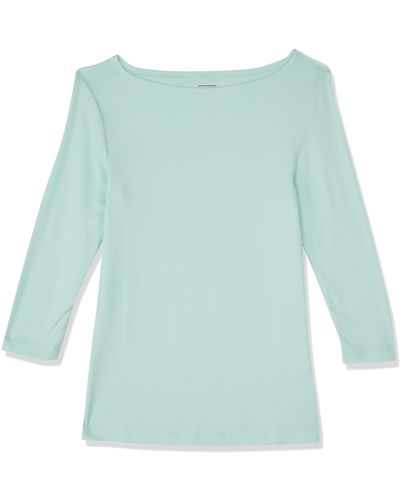 Amazon Essentials Slim-fit 3/4 Sleeve Solid Boat Neck T-shirt - Blue