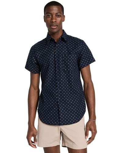 Naked & Famous Short Sleeve Easy Shirt Fit Button Down In Kimono + - Blue