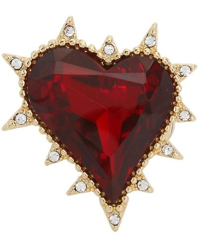 Betsey Johnson S Spikey Heart Cocktail Ring - Red