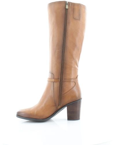 Naturalizer S Kalina Knee High Tall Boots Cider Spice Brown Leather 6 W - Natural