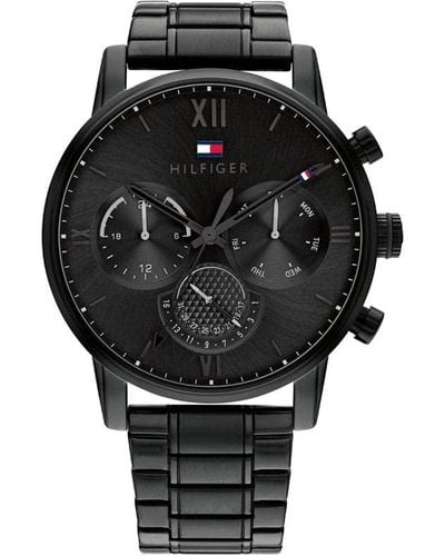 Tommy Hilfiger Quartz Multifunction Stainless Steel And Link Bracelet Watch - Black