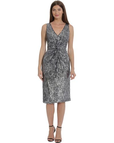 Maggy London Holiday Sequin Dress Event Occasion Cocktail Party Guest Of - Multicolor