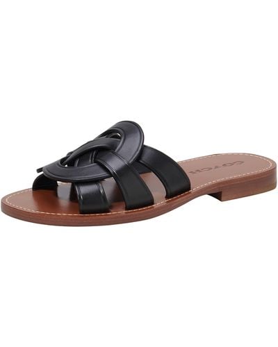 COACH Issa Leather Sandal Slipper - Brown
