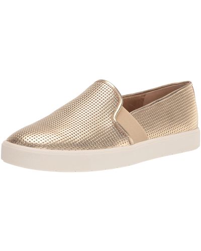 Vince S Blair Slip On Fashion Sneakers Champagne Perf Metallic Leather 8 M - Black