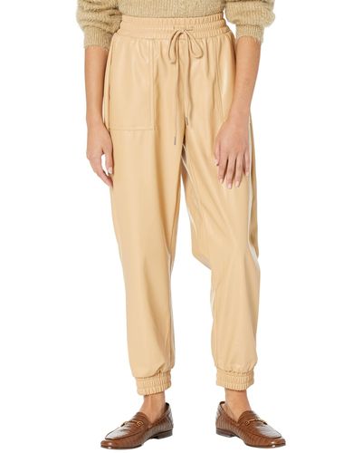 BCBGeneration Faux Leather Sweatpants With Drawstring - Natural