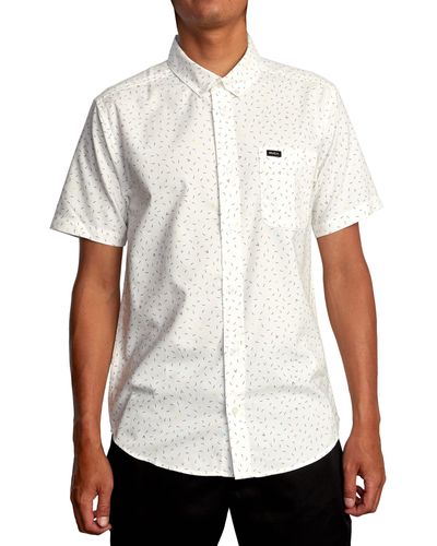 RVCA Slim Fit Short Sleeve Woven Button Up Shirt - White