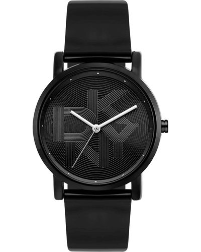 DKNY Soho Three-hand Black Leather Watch