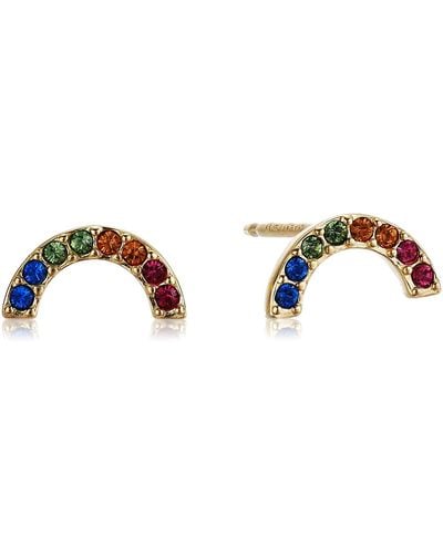 Amazon Essentials 18k Yellow Gold Plated Sterling Silver Crystal Rainbow Color Earrings - Black