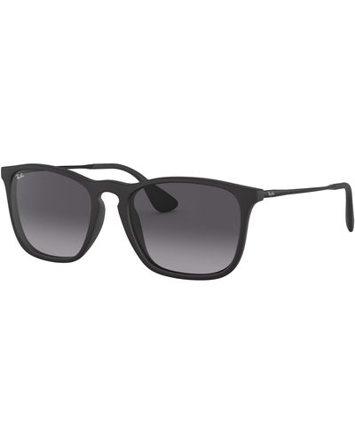 Ray-Ban Rb4187 Chris Square Sunglasses, Rubber Black/grey Gradient, 54 Mm