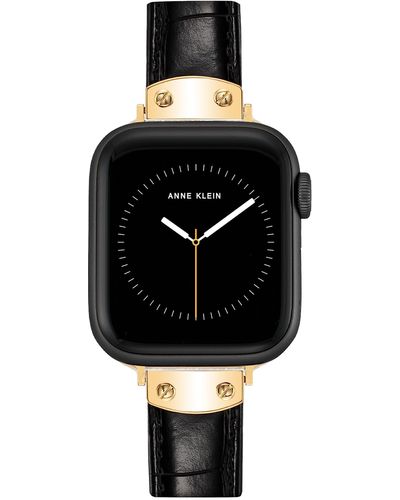 Anne Klein Leather Fashion Band For Apple Watch Secure - Black