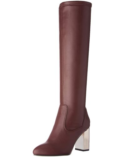 Franco Sarto S Katherine Pointed Toe Knee High Boots Cabernet Red Stretch 9 M - Brown