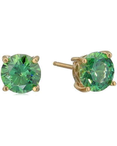 Amazon Essentials Yellow Gold-plated Sterling Silver Infinite Elements Cubic Zirconia Fancy Green Stud Earrings
