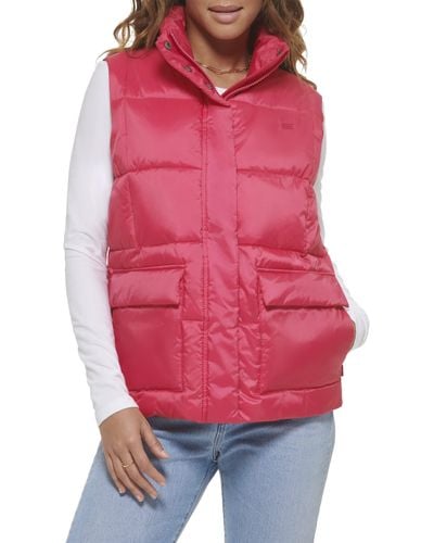 Levi's S Sporty Box Quilted Puffer Vest - Red