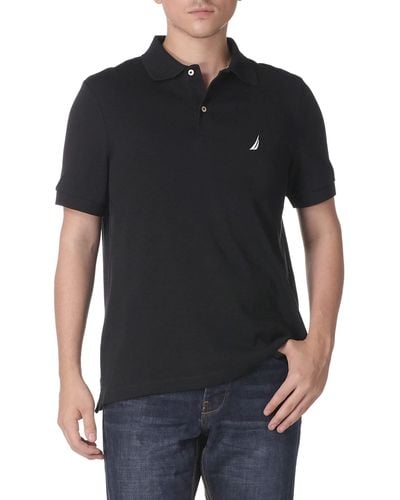 Nautica Classic Fit Short Sleeve Solid Soft Cotton Polo Shirt - Black