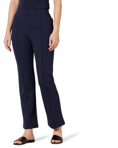 Amazon Essentials Ponte Pull-on Mid Rise Ankle Length Kick Flare Trousers - Blue