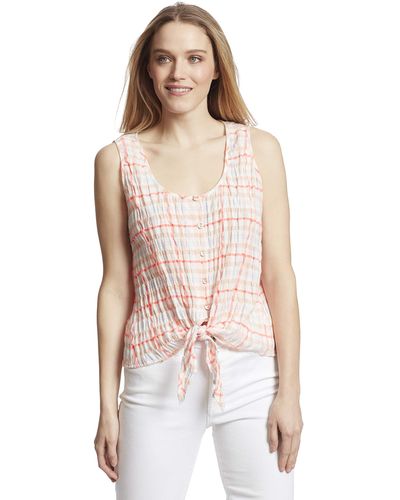 Ella Moss Jennifer Button Up Tie Front Tank Top - Multicolor