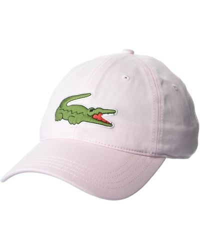 Lacoste Large Croc Logo Cotton Cap - Pink