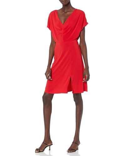 BCBGeneration Horizontal Pleated Bodice Dress - Red