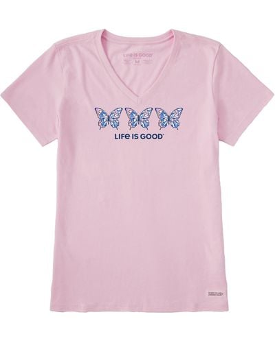 Life Is Good. Crusher Tee Tie Dye Butterfly - Pink
