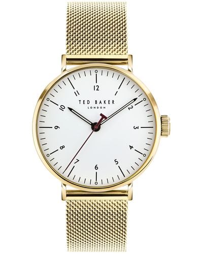 Ted Baker Howden Stainless Steel Yellow Gold Mesh Band Watch - Metallic